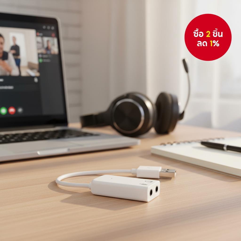 อะแดปเตอร์การ์ดเสียง USB ภายนอก พร้อมช่องเสียบหูฟังและไมโครโฟนขนาด 3.5 มม. สําหรับ Windows Mac Linux