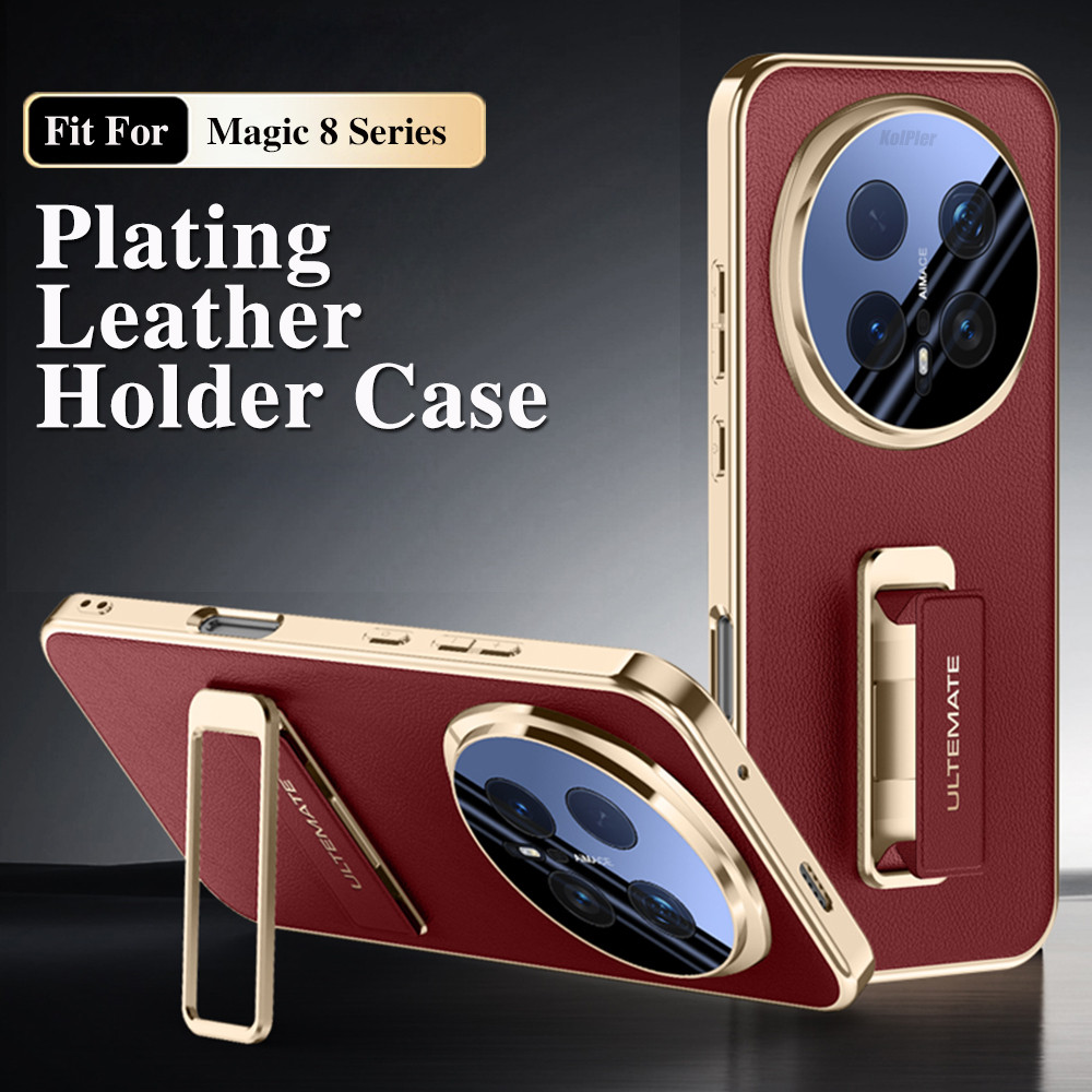 ซองหนังชุบหรูหราสําหรับ HONOR Magic 8 PRO Magic8 วงเล็บโลหะผสมสายรัดข้อมือ Hard Slim พื้นผิวดีฝาครอบเดิม