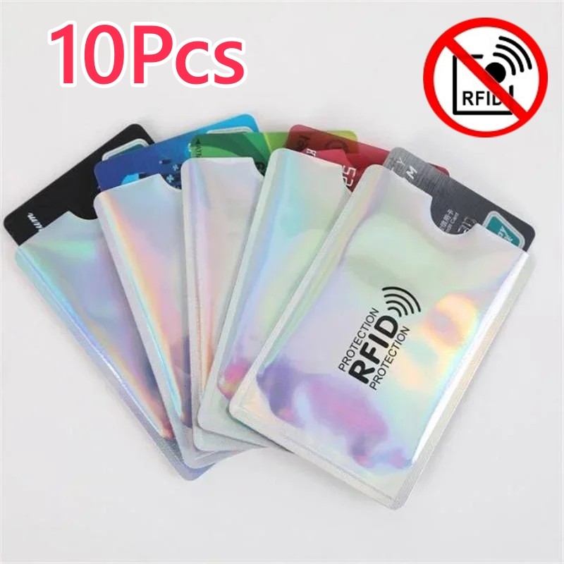 10 ชิ้น RFID Blocking Sleeves Identity Theft Protection Secure Sleeve สําหรับบัตรเครดิต Debit Card Clear Sleeve