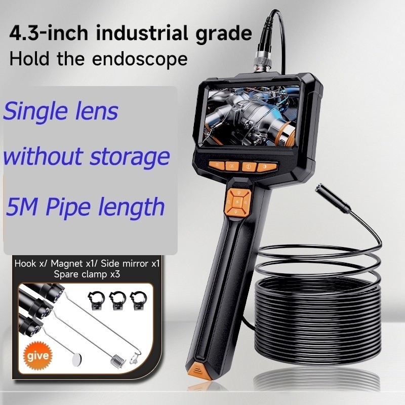 4.3 Inch IPS high definition Screen Industrial Endoscope HD1080P Single Lens 5M Pipe Inspection Bore