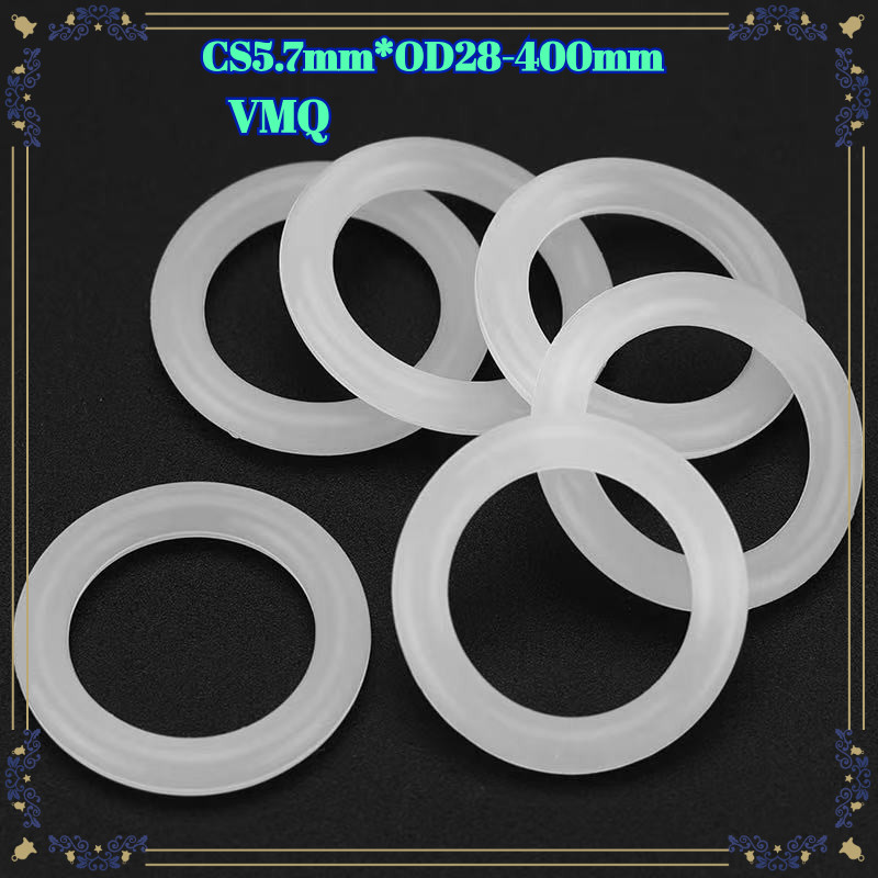 {{{MB-LMF}}}CS5.7mm*OD28-400mm แหวนซีลซิลิโคนสีขาว ซีลเกรดอาหาร แหวนยางกันน้ํา ปะเก็นยางยืด ปะเก็นโอริง