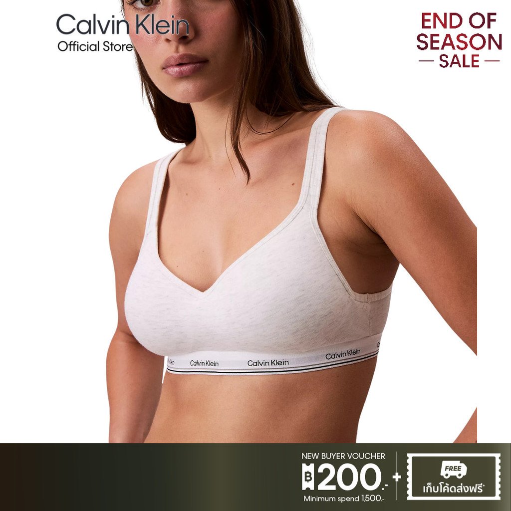 CALVIN KLEIN เสื้อชั้นในผู้หญิงแบบตะขอหลัง Balance Cotton Modal ทรง Wirefree Bralette รุ่น QP3271 P7A - สีเทา