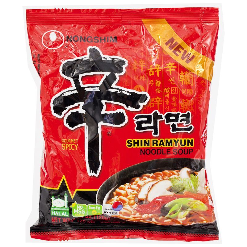 นงชิมบะหมี่รสเผ็ด 120กรัม Nong Shim Instant Noodle Spice 120g. [หมายเลขบาร์โค้ด 0031146150601 ]
