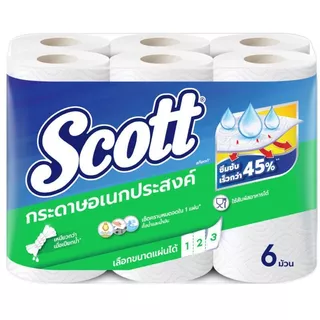 สก๊อตต์พิคอะไซส์กระดาษเอนกประสงค์ 6ม้วน Scott Pick A Size Paper Towel 6rolls [หมายเลขบาร์โค้ด 8850039121168 ]