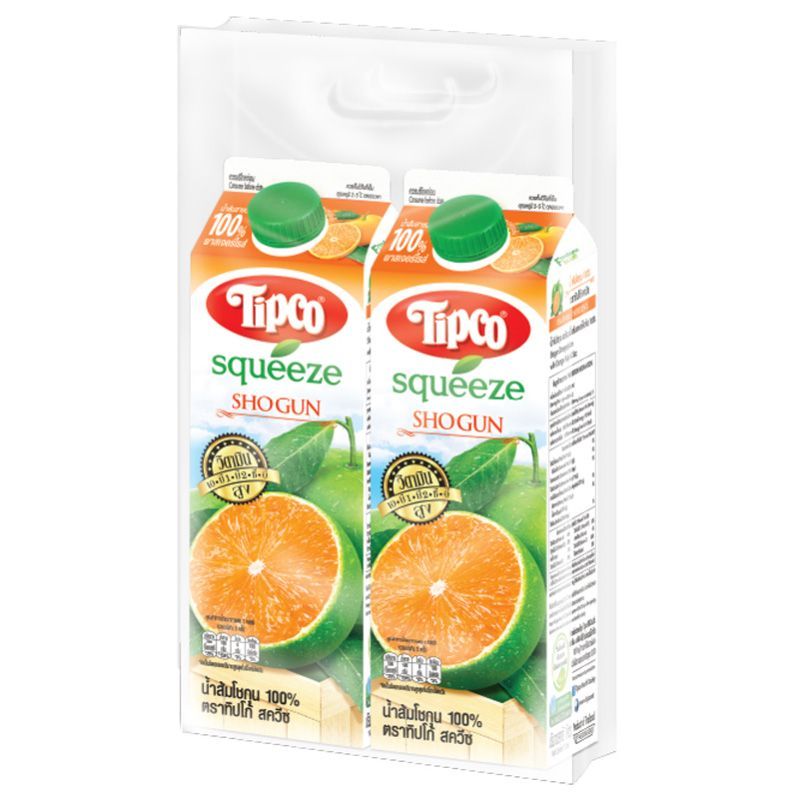 ทิปโก้สควีซน้ำส้มโชกุนพาสเจอร์ไรส์ 1ลิตร แพค 2 Tipco Shogun Orange Juice 1LX2 [หมายเลขบาร์โค้ด 8851013791247 ]