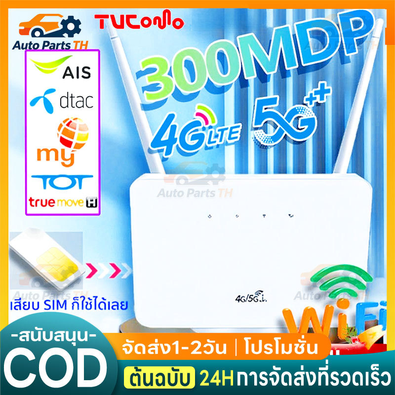 เร้าเตอร์ใส่ซิม เราเตอร์ 4G/5G Router wifi 300 Mbps 2.4Ghz ใช้ได้กับซิมทุกเครือข่าย เสียบใช้เลย