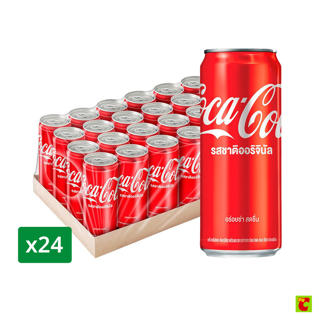 โค้ก น้ำอัดลม รสออริจินัล แบบกระป๋อง 325 มล. x 24 ชิ้น