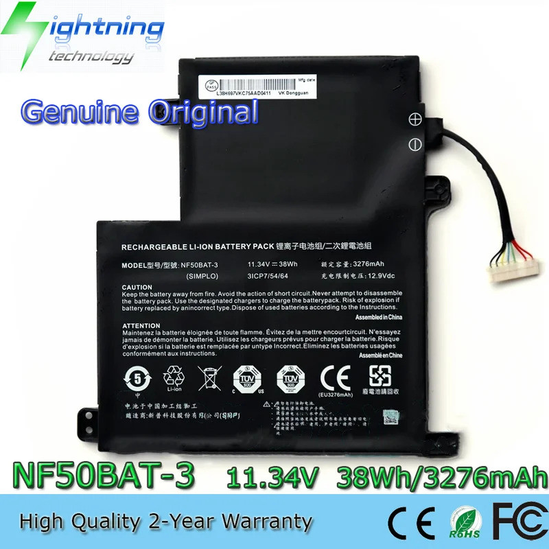 NF50BAT-3 11.34V 38Wh แบตเตอรี่สําหรับ Clevo NF50 N50 6-87-N50VS-31E 6-87-N50VS-31E00
