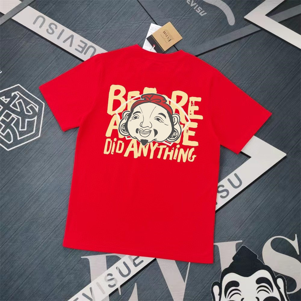 EVISU/God of Fortune 2026 คลาสสิกรอบคอแขนสั้นเสื้อยืดผู้ชายผู้หญิงสไตล์ฤดูใบไม้ผลิฤดูใบไม้ร่วง High-