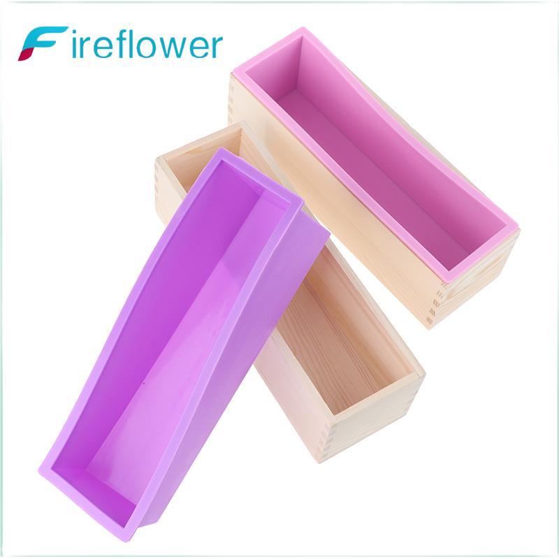 Fireflower 1200ml สี่เหลี่ยมผืนผ้าซิลิโคนสบู่ทําแม่พิมพ์กล่องไม้ Handmade Craft เค้ก Loaf Nice