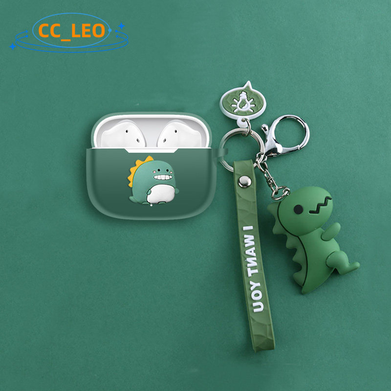 Case for Honor Choice EarBuds X7e Active Silicone Soft Case Cute Dinosaur Cartoon Frog Keychain Pend
