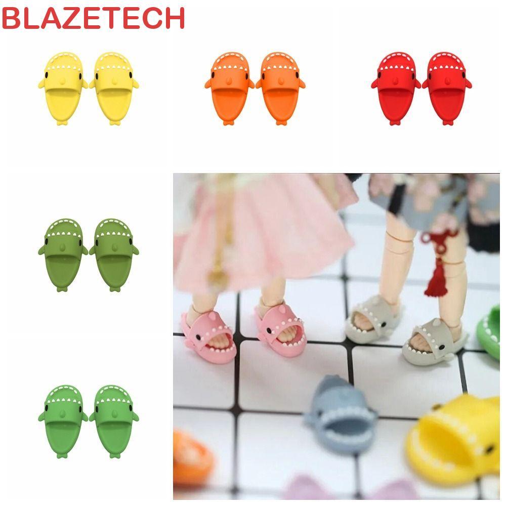 BLAZETECH Ob11 ตุ๊กตา Shark รองเท้าแตะ, Shark Shape Mini BJD12 ตุ๊กตารองเท้า,รองเท้าตกแต่งแตะน่ารักพ