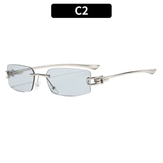 แฟชั่นยุโรปและอเมริกา Frameless ส่วนบุคคล Retro Hip Hop Square แว่นตากันแดดผู้หญิง