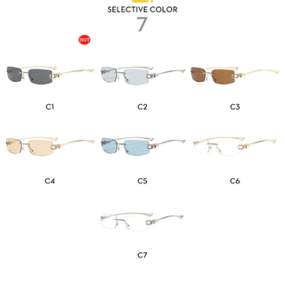 แฟชั่นยุโรปและอเมริกา Frameless ส่วนบุคคล Retro Hip Hop Square แว่นตากันแดดผู้หญิง