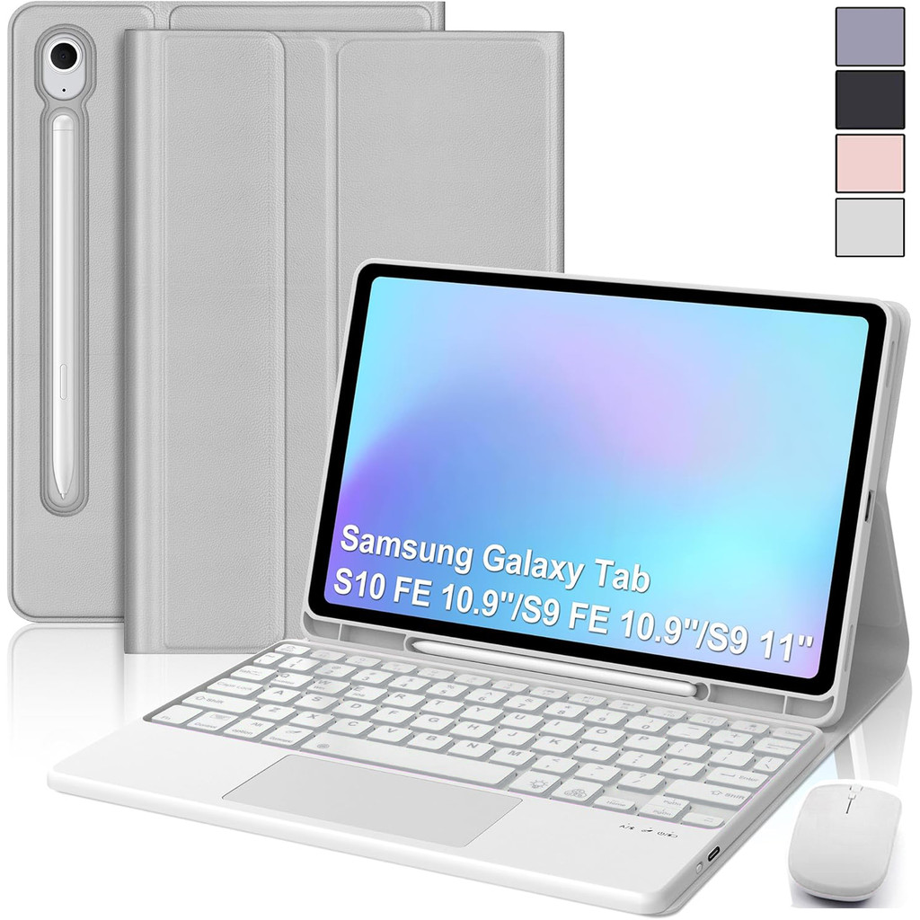 Trackpad คีย์บอร์ด Auto Wake/Sleep Case + เมาส์สําหรับ Samsung Galaxy Tab S11 11 นิ้ว 2025,Tab S10 F
