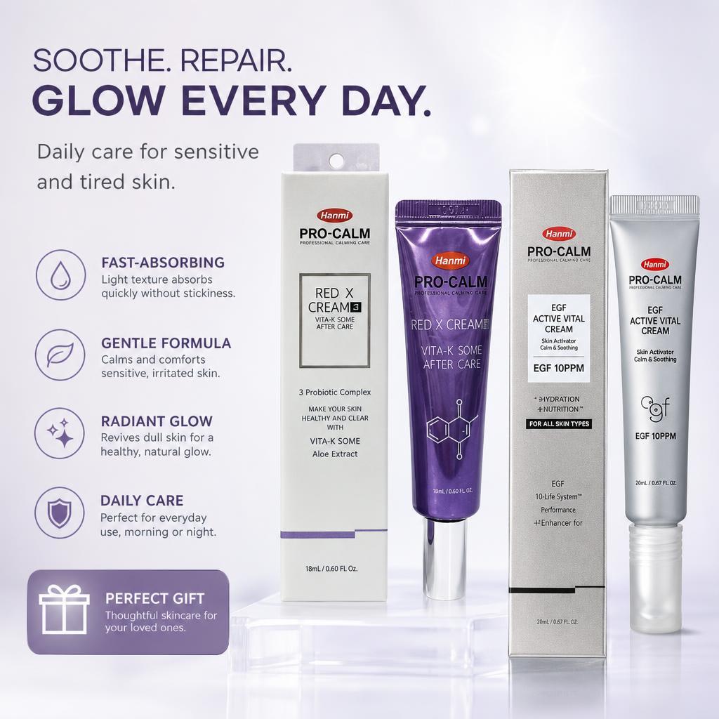 Hanmi Pro-calm Regeneration Cream 18ml & EGF Renewal Cream 20ml - 2-Pack Repair Moisturizer Set