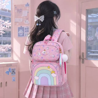 CF.HOME กระเป๋าเป้น่ารักพิมพ์ลายยูนิคอร์นสีรุ้งสำหรับนักเรียนชั้นประถมศึกษา กันน้ำ จุของได้เยอะ น้ำหนักเบา