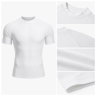 MEFEEE Dry Fit T เสื้อผู้ชายแห้งเร็ว Breathable Gym Tee ยืดสูง Mock คอกีฬาฤดูร้อนกลางแจ้งการฝึกอบรมสวมใส่