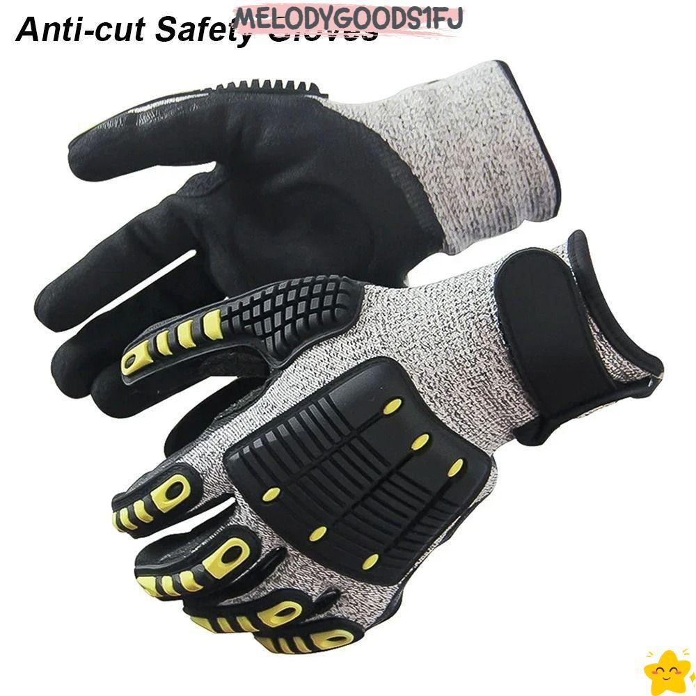 MELODYGOODS1FJ 1 คู่ถุงมือทํางาน,ระดับ 5 Anti-cut Anti-smashing Anti-collision ถุงมือ,ป้องกันการสั่นสะเทือนกลางแจ้งกู้ภัย S/M/L/XL/2XL ถุงมือความปลอดภัย