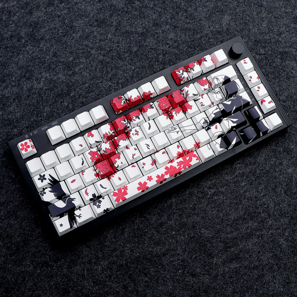 SakuraRaven Keycap PBT ระเหิดห้าด้านโรงงานเดิมไล่โทนสีแกะสลักด้านข้างโปร่งแสง wooting Keycap ATK68