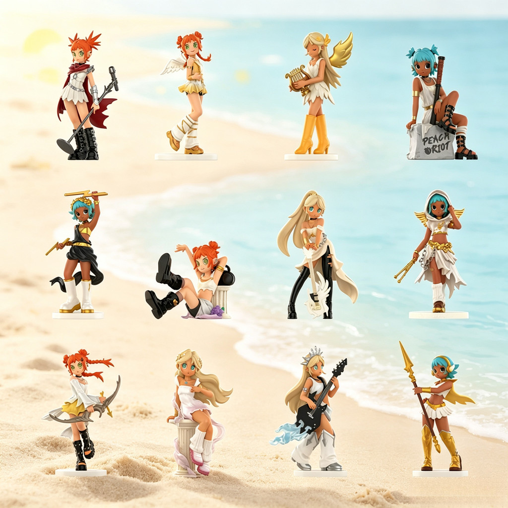 P POPMART Peach Riot Peach Riot Chord Series ตุ๊กตาน่ารักเครื่องประดับอินเทรนด์เล่น Mystery กล่องของขวัญ