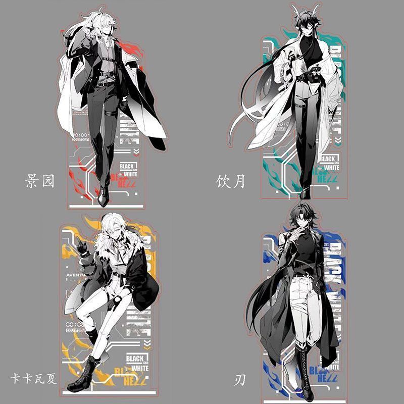 Honkai: Star Rail/Jing Yuan/Honkai Star Rail Boys สีดําสีขาวอะคริลิคยืนการ์ด Yuejingyuan เครื่องประด