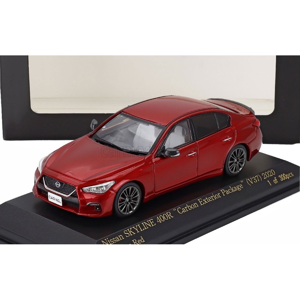 โมเดลรถ CARNEL ขนาด 1/43 Nissan Skyline 400R "Carbon Exterior Package" (V37) ปี 2020 สี Carmine Red 