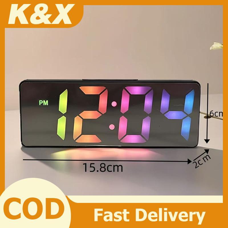 K&X LED กระจกขนาดเล็กนาฬิกาปลุก Clo อิเล็กทรอนิกส์ปลุกดิจิตอล Clo ตารางดิจิตอล Clo Room โต๊ะตกแต่งสมาร์ทเครื่องมือขนาดเล็กบ้านใหม่