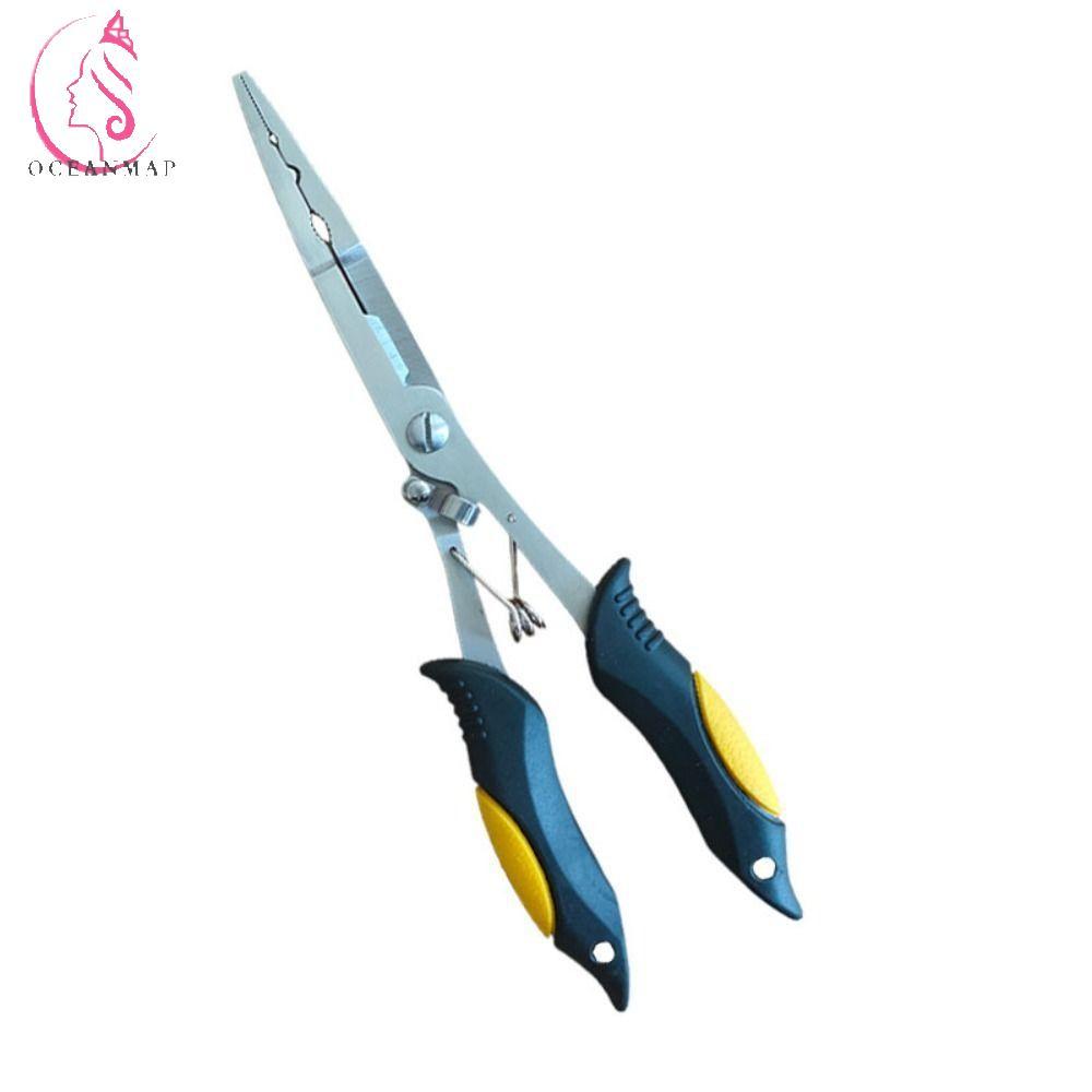 OCEANMAP คีมตกปลาคีมมัลติฟังก์ชั่นแบบยาวเครื่องตัดเส้น Vise อุปกรณ์ตกปลาแหนบ