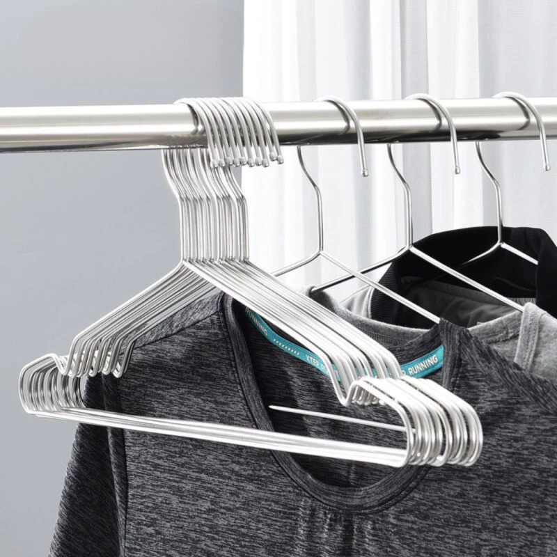 【1แพ็ค 10ชิ้น/40ชิ้น】 ไม้แขวนเสื้อ ไม้แขวนเสื้อสแตนเลส หนา2-3 mm.คุณภาพดีหนา แข็งแรง ทนทาน ไม่เป็นสนิม สแตนเลส คุณภาพดีห