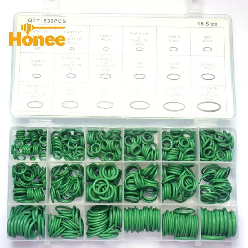 [Honee] 530 ชิ้นซีลโอริง R134a ซ่อมรถเครื่องปรับอากาศยางซีลชุดกล่อง Nice
