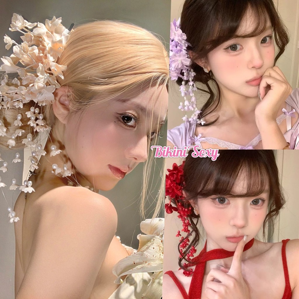 Bikini Sexy🌊🌊ดอกไม้ กิ๊บติดผมพู่ รุ่นใหม่ สไตล์หวานๆ ฝีมือประณีตงดงาม น่ารักและหวาน คุณภาพสูง ส่งไวจากไทย