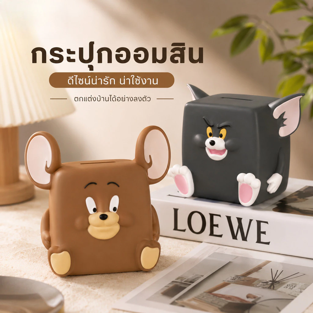 กระปุกออมสินการ์ตูน กล่องออมเงิน กล่องเก็บเหรียญ ความจุใหญ่ น่ารัก ทนทาน S00064