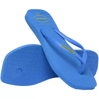 HAVAIANAS รองเท้าแตะ Slim Square Logo Pop Up Brilliant Blue 41489593504NF_H5BLXX