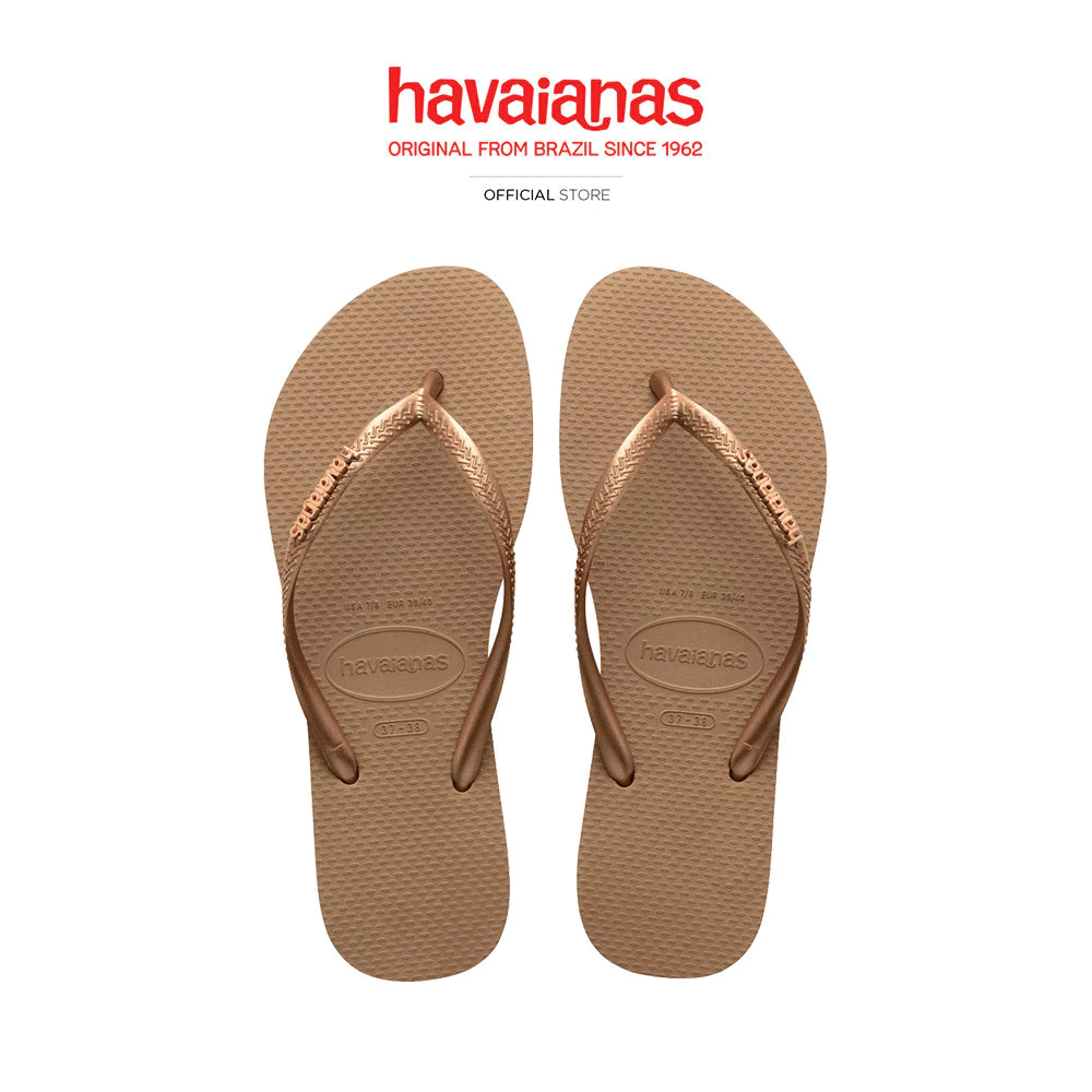 HAVAIANAS รองเท้าแตะ Slim Logo Metallic Flip Flops GOLD 41198753581F_H3GDXX
