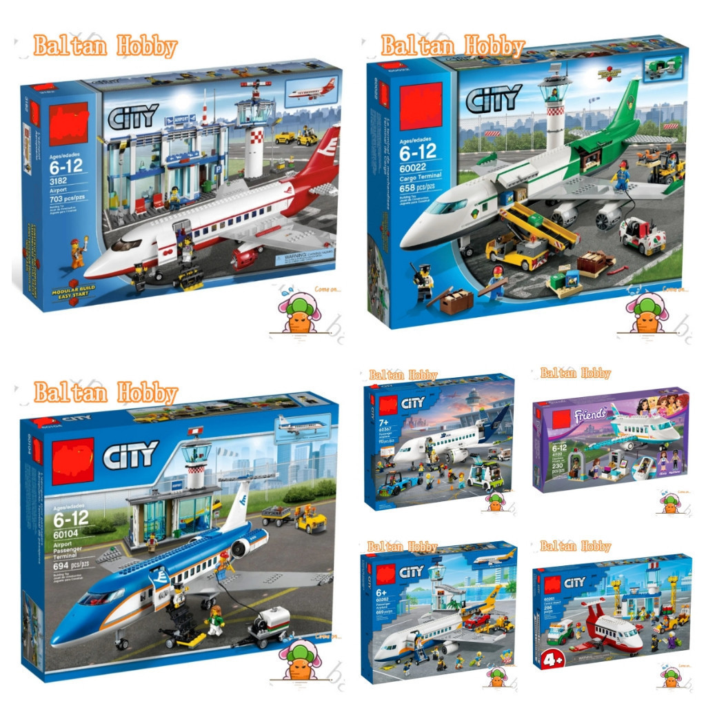 Pandon ของเล่น PD1M ใช้งานร่วมกับ 60022 Cargo Terminal City Airport Passenger Terminal 60104 เครื่องบินอาคารบล็อกของเล่น EC2