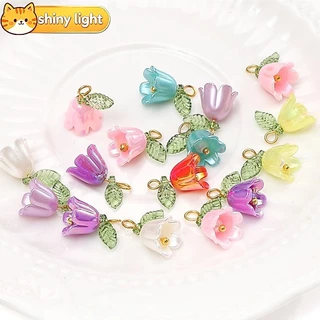 11x14มม จี้ดอกกล้วยไม้สีสันสดใสอะครีลิค อุปกรณ์ DIY ทำสร้อยคอ พวงกุญแจ เครื่องประดับ