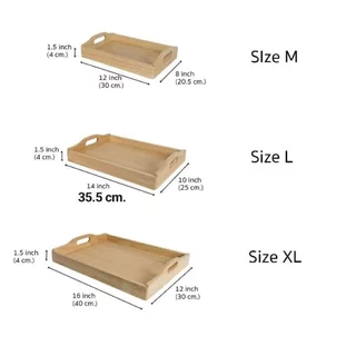MINIWOOD ถาดเสิร์ฟ หูจับโค้ง ถาดไม้ Wooden Tray ไม้ยางพารา