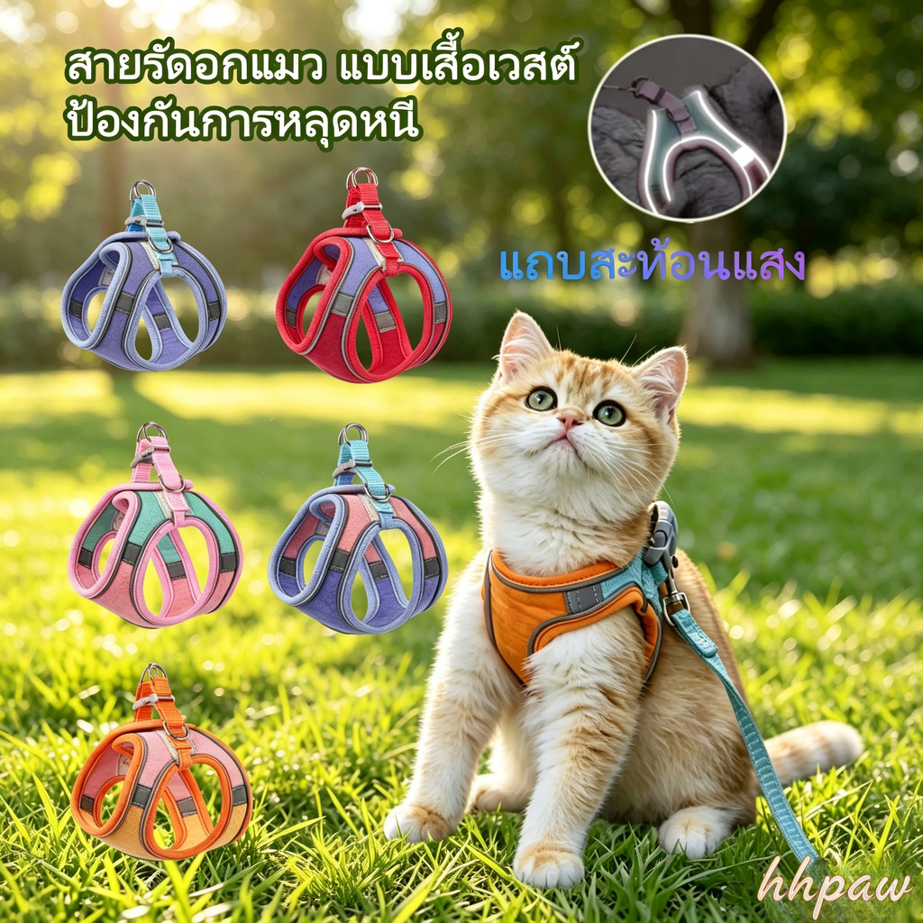 สัตว์เลี้ยงหน้าอกกลับจูงชุดเต็มชุดน่ารักรุ่นด้านหน้าด้านหลังคู่ป้องกันล็อคหัวเข็มขัดแถบสะท้อนแสงคืนการเดินทางความปลอดภ