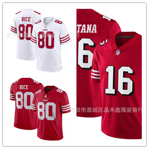 ส่งเร็ว!!San Francisco 49ers San Francisco 49ers เสื้อแข่งรักบี้ข้าว 80 Jerry ชาย