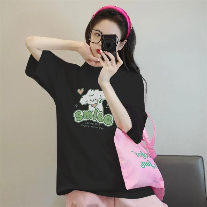 เสื้อสวยๆของผู้หญิงการจัดส่งสินค้าในกรุงเทพฯเสื้อยืดฤดูร้อนสไตล์อินสไตล์เกาหลี เสื้อยืดแฟชั่นสวมใส่สบาย พิมพ์ลายดิจิตอล