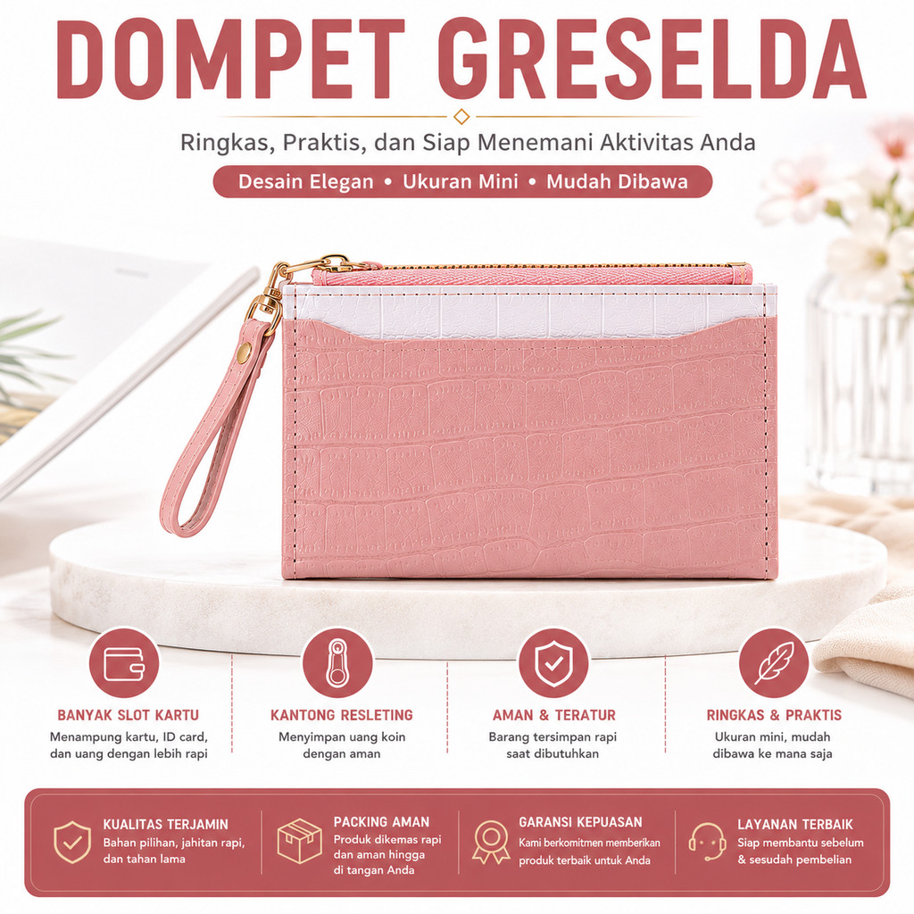 GRESELDA WALLET Mini Card Holder Coin Slot Women ID WA1273P3 มัลติฟังก์ชั่นซิปกระเป๋าสตางค์