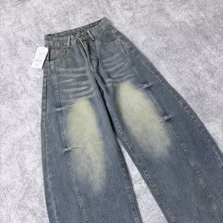 JINJEANS-448 (XS-9XL) Barrel baggy Jeans กางเกงยีนส์ทรงหลวม ทรงบาเรล