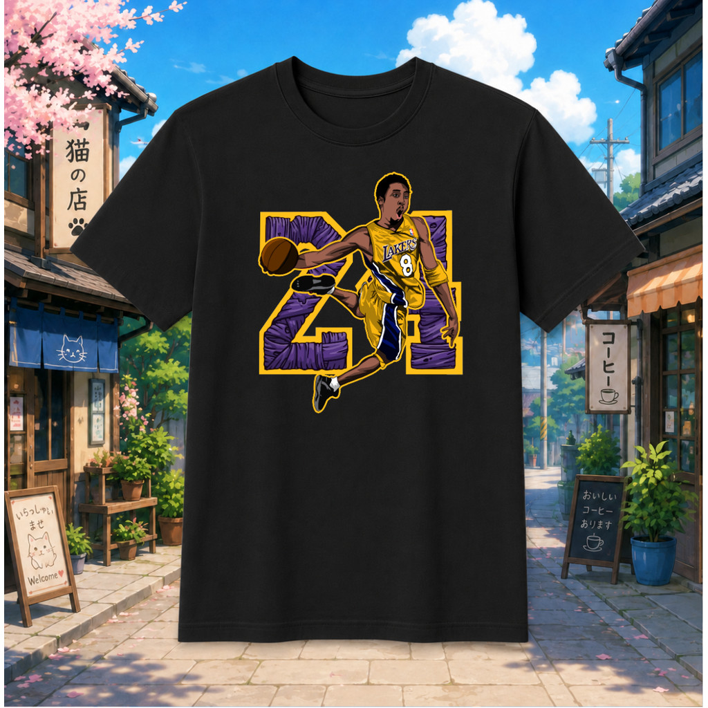 (จัดส่งภายใน 24 ชั่วโมง)เสื้อยืด Kobe Bryant 24 Lakers Graphic Tee Oversize ผ้าไอซ์ซิลค์