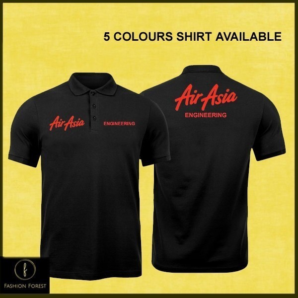 ⚽   2026 BAJU เสื้อโปโลเย็บปักถักร้อย AIRASIA AIR ASIA AIRLINES ENINEERIN BACK UNISEX แฟชั่นทุกวัน S