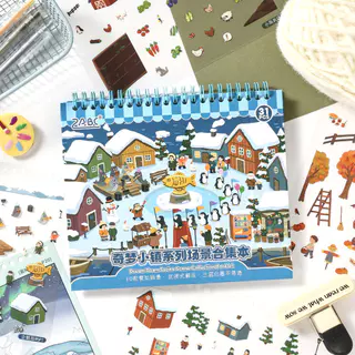 WEI 31 ชิ้น [Dreamy Town Series] สติ๊กเกอร์ภูมิทัศน์ Island Farm Camping Train Kitchen Journal เครื่องเขียนตกแต่ง