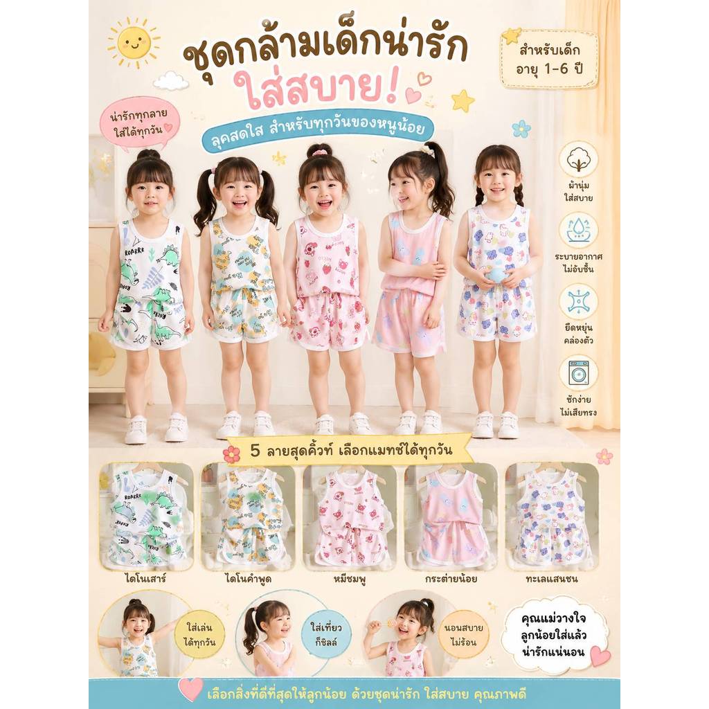ชุดเด็กน่ารัก "Cool Kids" ใส่สบายทุกวัน ชุดเด็กแฟชั่น ลายน่ารัก สดใสสุดคิวท์