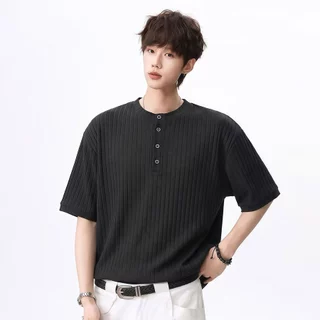 เสื้อยืดฮันรี่ลำบุตร สไตล์เกาหลี สไตล์โอลด์มันนี่ ผ้านุ่มเนียน สีพื้นแขนสั้น สวมใส่ได้ทั้งชายหญิง ใส่ง่ายจับคู่ได้ทุกชุด
