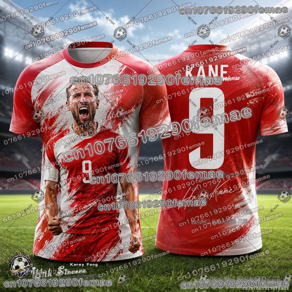 เสื้อฟุตบอล Harry Kane 9 อินเทรนด์สําหรับเด็กและผู้ใหญ่ฤดูร้อนระบายอากาศได้แห้งเร็วเสื้อพัดลมลําลองส