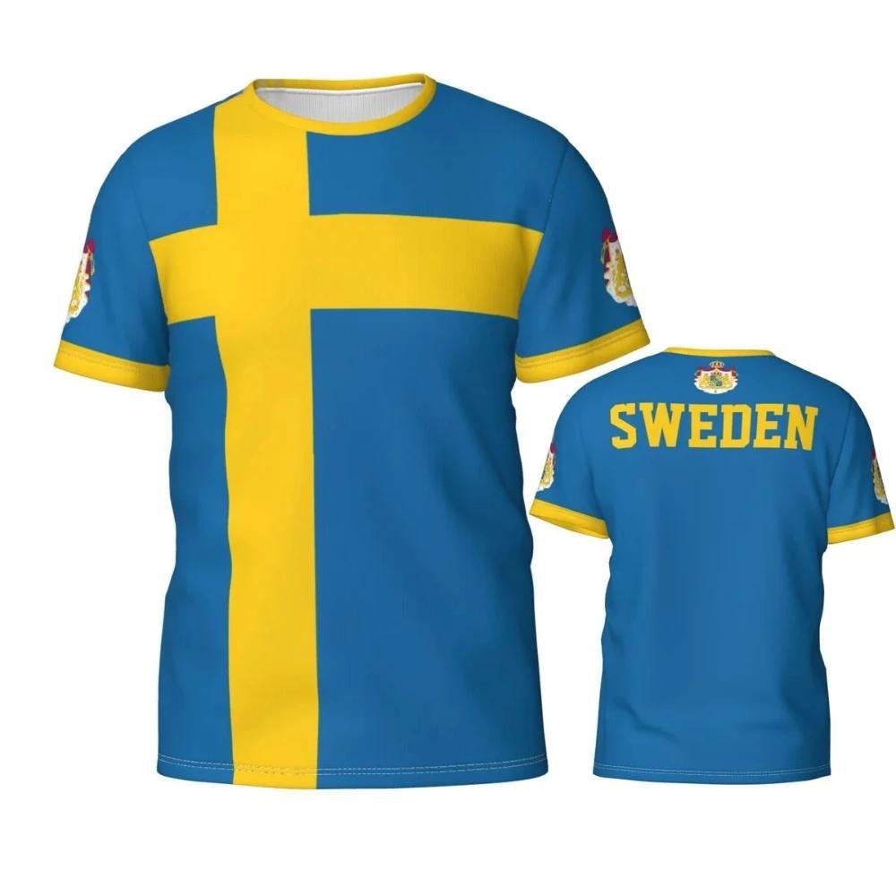 เสื้อยืด Swedish Flag Football Team T Shirt Sweden Badge Sports Fans Gift Summer Tees 3d Print T-shi